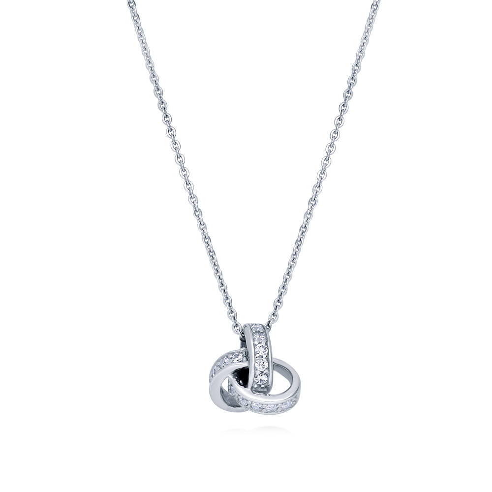 Love Knot CZ Necklace and Earrings in Sterling Silver, 5 of 15