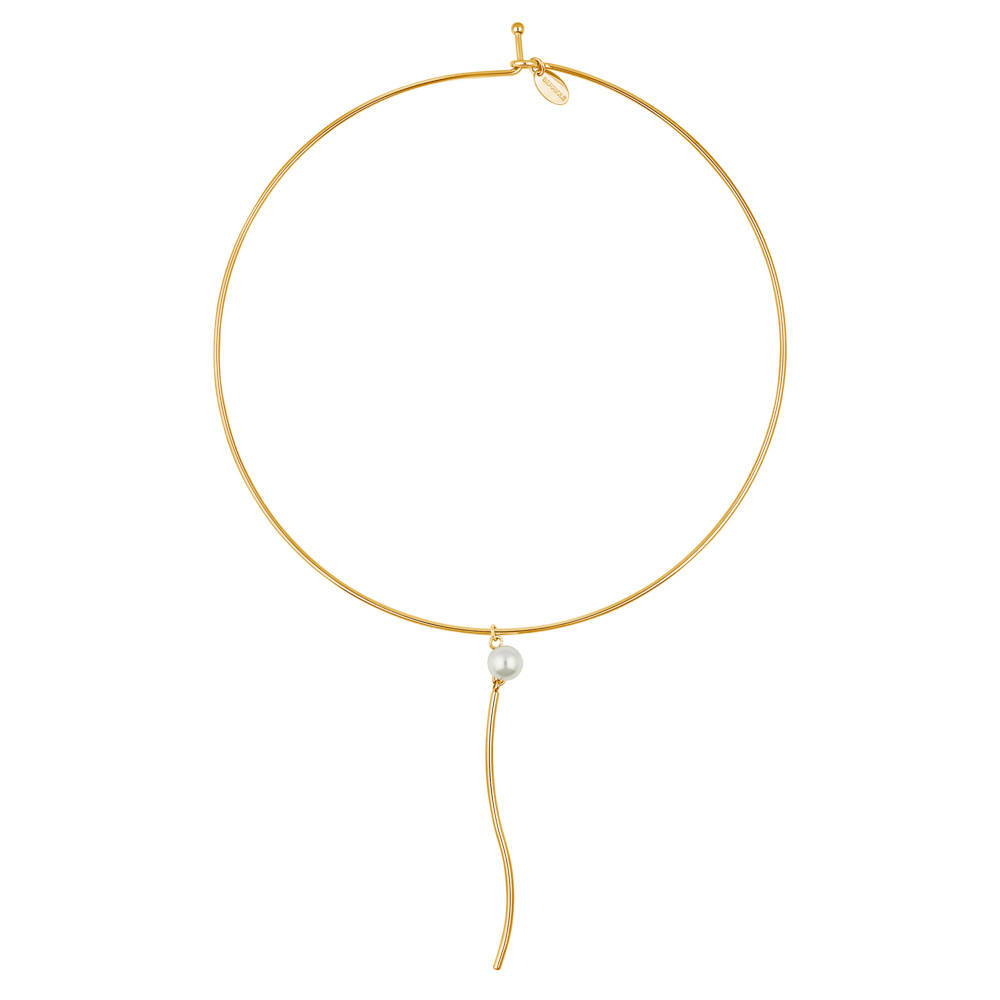 Imitation Pearl Choker in Gold-Tone