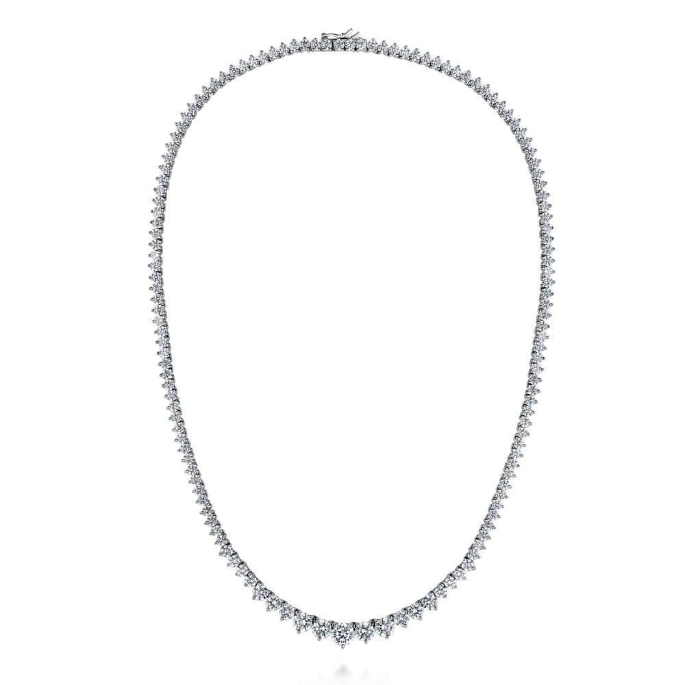Graduated CZ Tennis Necklace and Earrings Set in Sterling Silver, 5 of 17