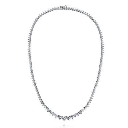 Graduated CZ Tennis Necklace and Earrings Set in Sterling Silver