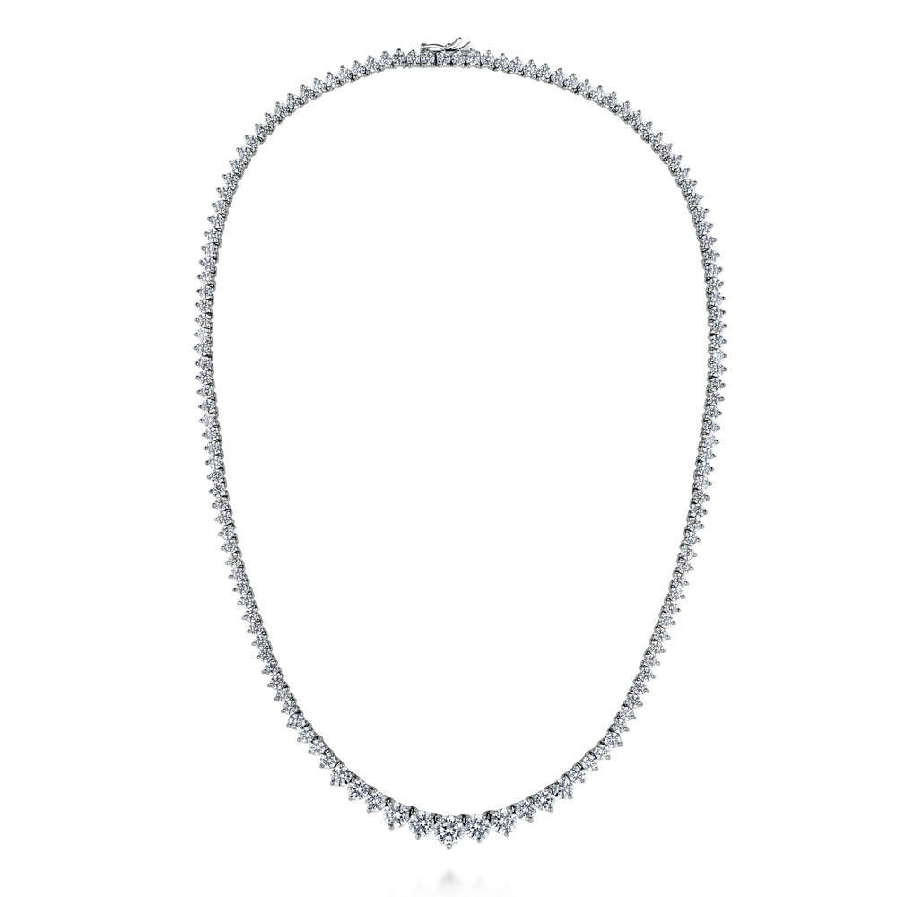 Graduated CZ Statement Tennis Necklace in Sterling Silver, 1 of 11