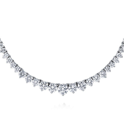 Graduated CZ Tennis Necklace and Earrings Set in Sterling Silver