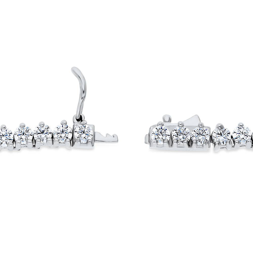 Angle view of Graduated CZ Tennis Necklace in Sterling Silver, 4 of 11