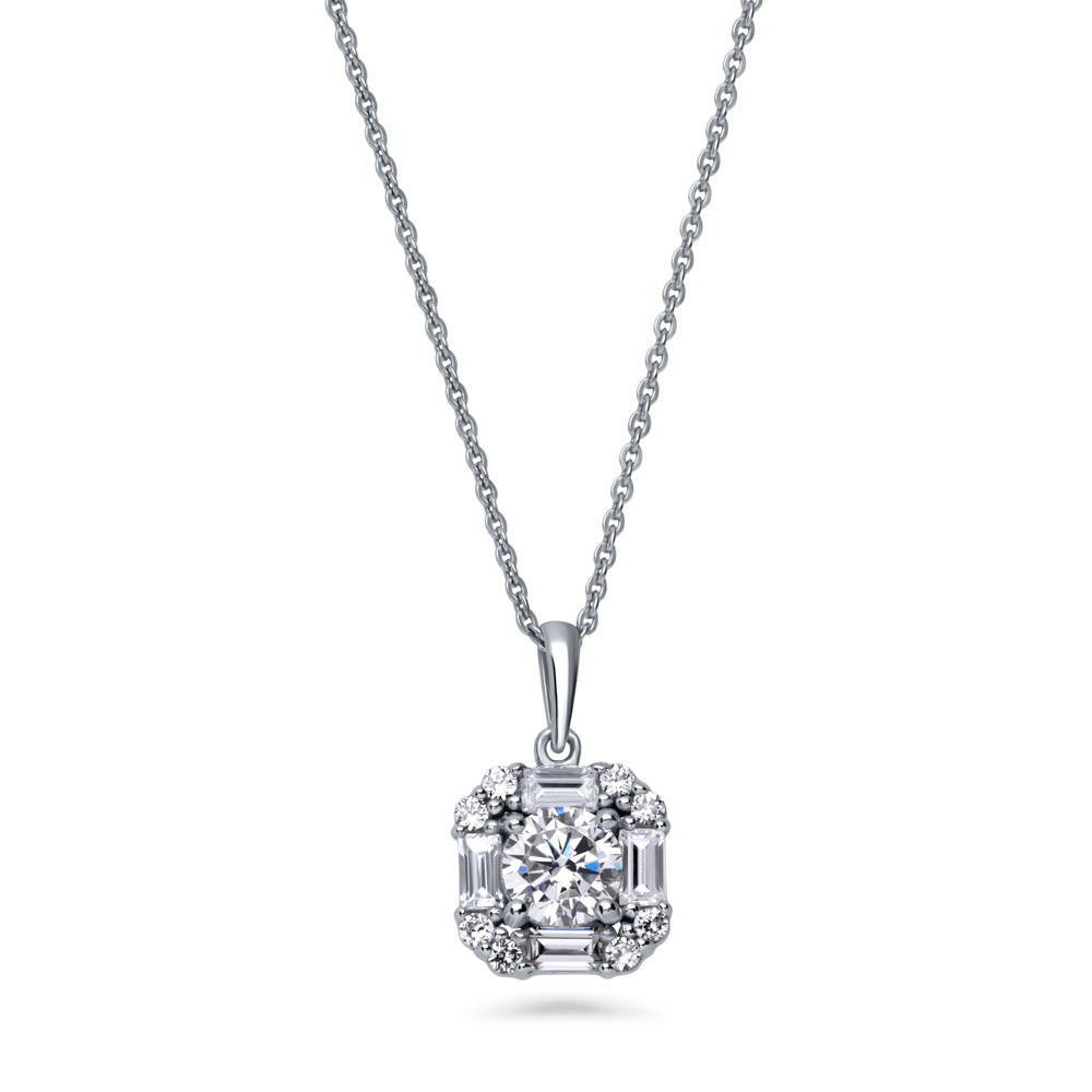 Halo Art Deco CZ Necklace and Earrings in Sterling Silver, 5 of 13