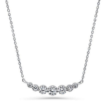 Graduated Bubble CZ Pendant Necklace in Sterling Silver