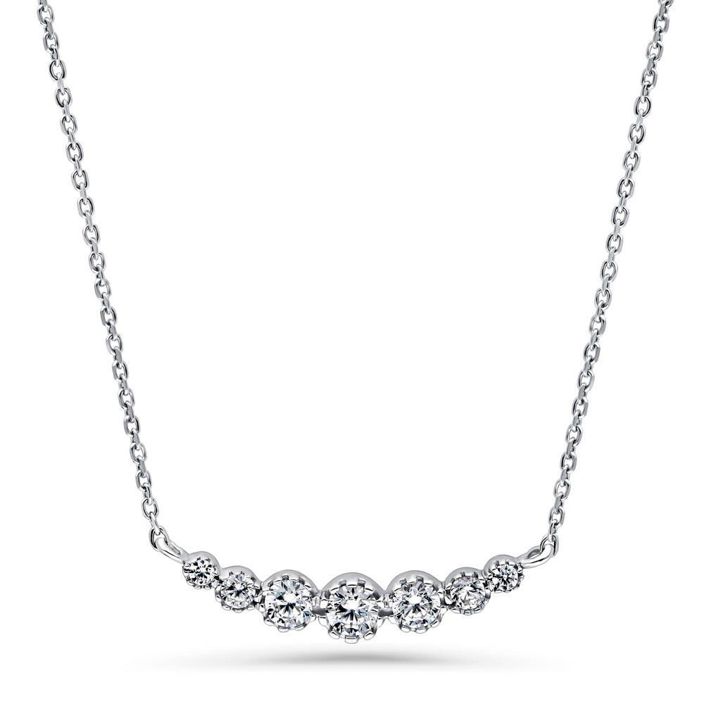 Graduated Bubble CZ Pendant Necklace in Sterling Silver, 1 of 8