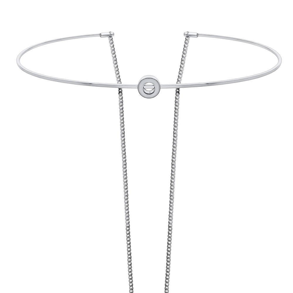 Front view of Open Circle Layered Choker in Silver-Tone, 4 of 6