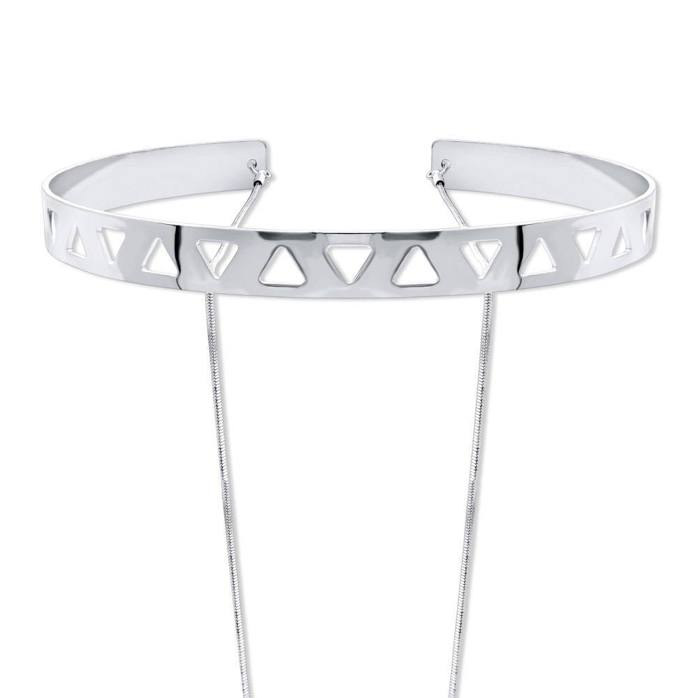 Front view of Layered Choker in Silver-Tone, 3 of 5