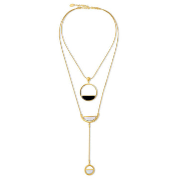 Open Circle Layered Necklace in Gold-Tone