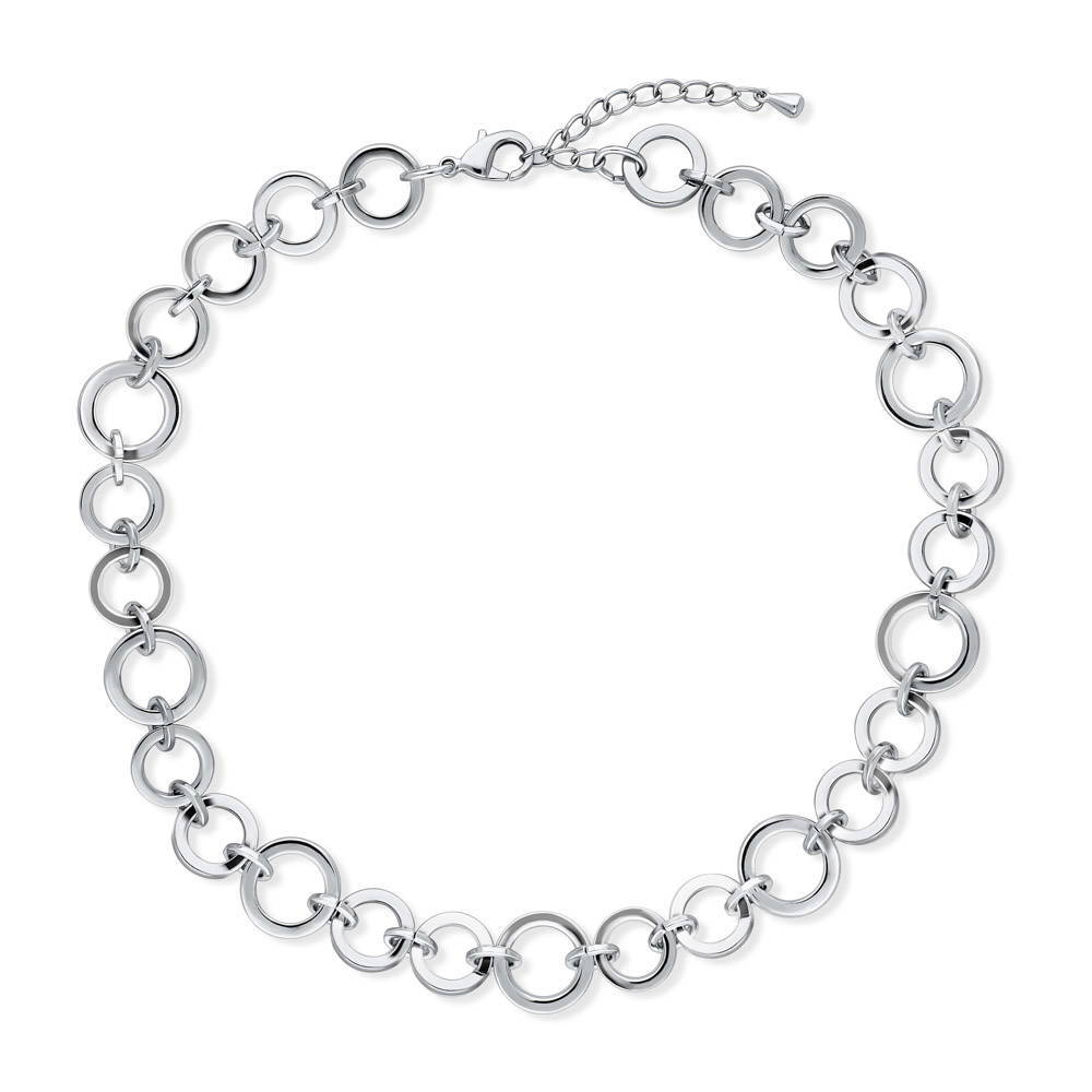 Open Circle Lightweight Link Chain Necklace in Silver-Tone 16mm, 1 of 6
