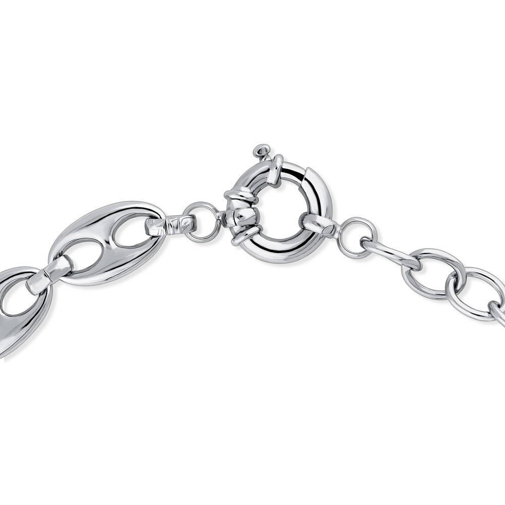 Front view of Statement Chain Necklace in Silver-Tone 12mm, 3 of 5