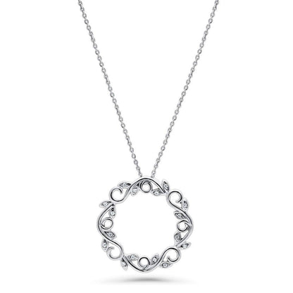 Leaf Filigree CZ Necklace and Earrings in Sterling Silver