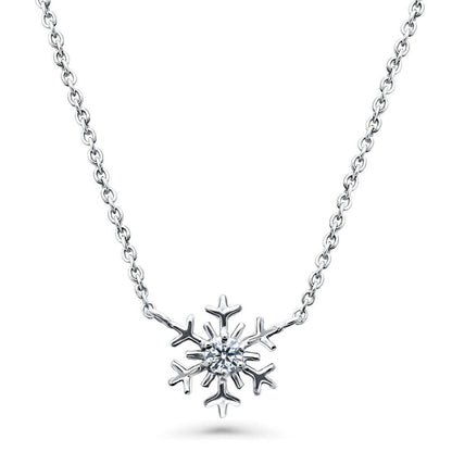 Snowflake CZ Necklace in Sterling Silver