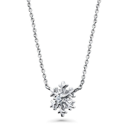 Snowflake CZ Necklace in Sterling Silver