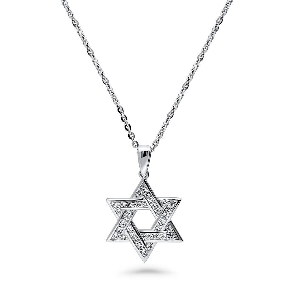 Star of David CZ Pendant Necklace in Sterling Silver, 1 of 8