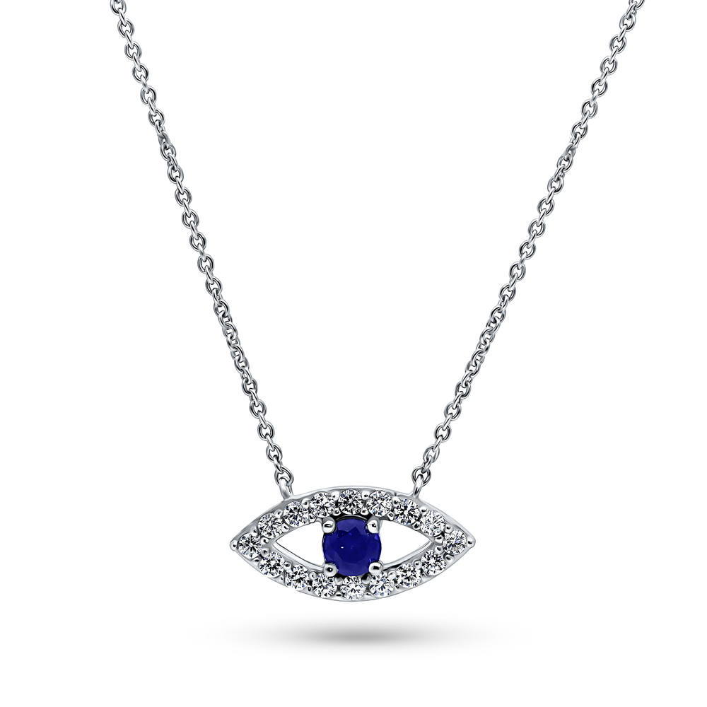 Evil Eye CZ Pendant Necklace in Sterling Silver