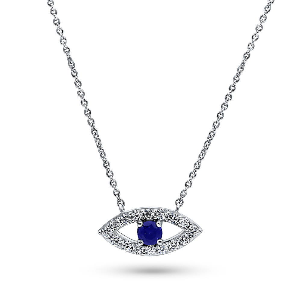 Evil Eye Paperclip CZ Chain Necklace in Sterling Silver, 2 Piece, 5 of 16