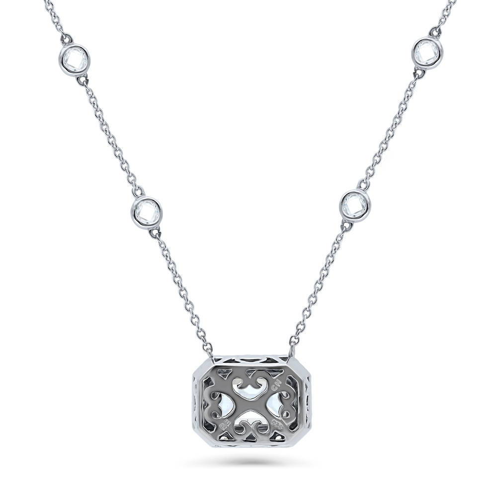 East-West Halo CZ Necklace and Earrings Set in Sterling Silver