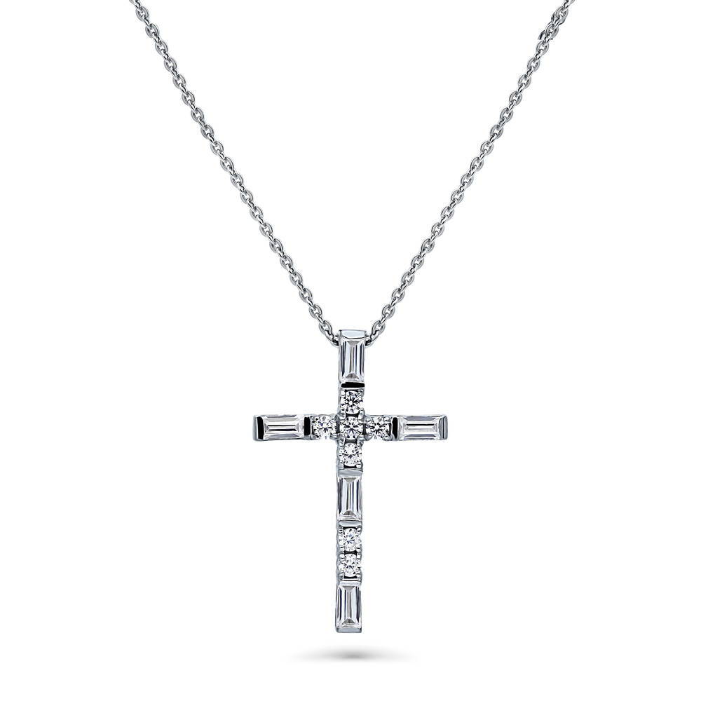 Cross CZ Pendant Necklace in Sterling Silver, 1 of 8