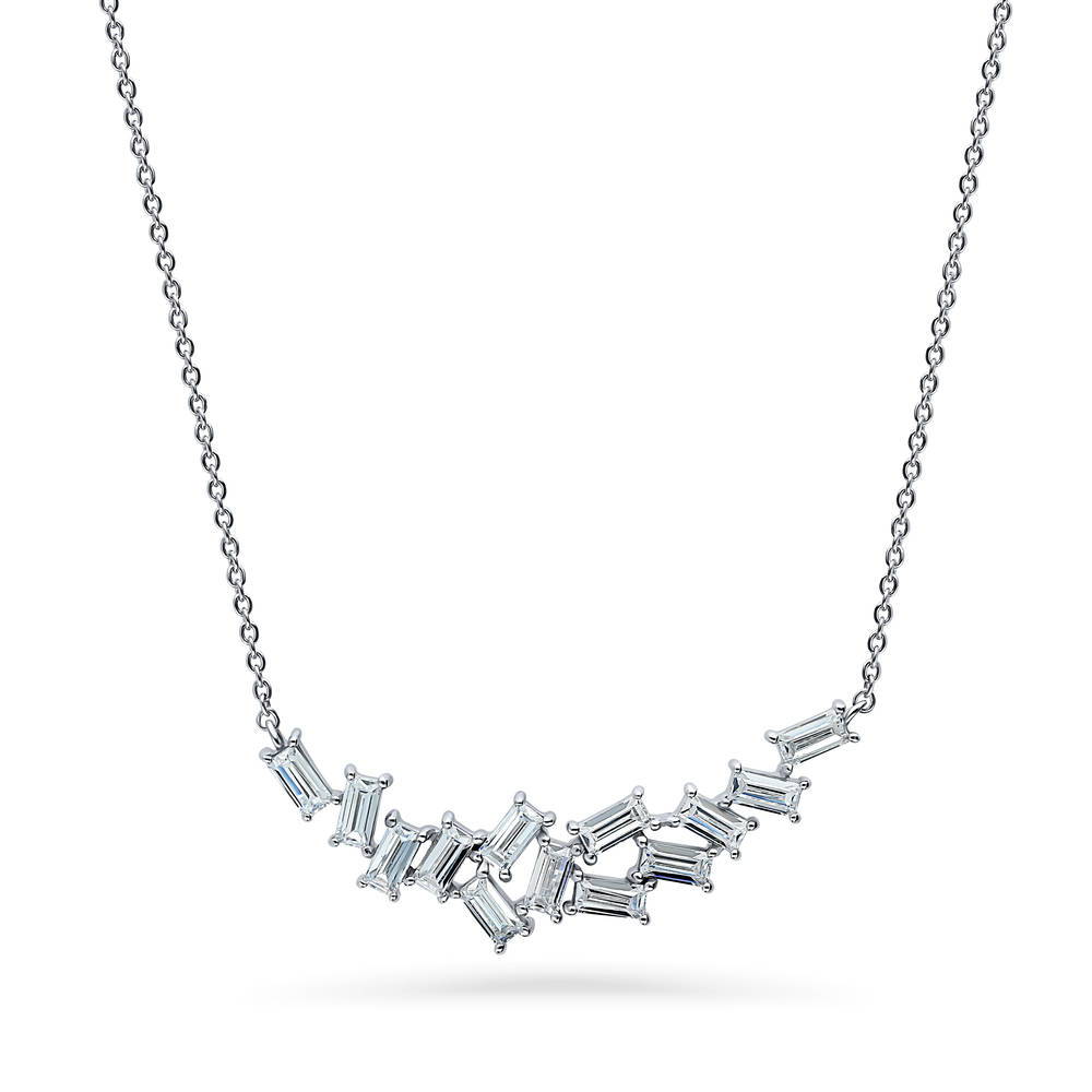 Cluster Bar CZ Necklace in Sterling Silver, 1 of 6