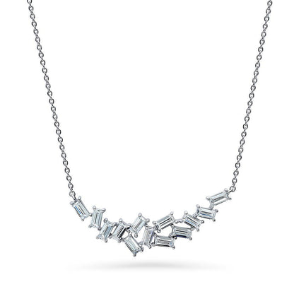 Cluster Bar CZ Necklace in Sterling Silver