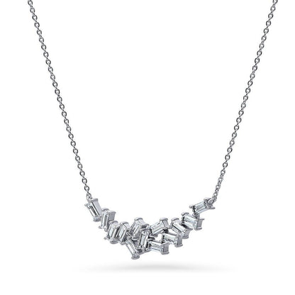 Cluster Bar CZ Necklace in Sterling Silver