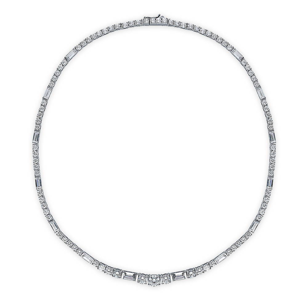 Art Deco CZ Statement Tennis Necklace in Sterling Silver, 1 of 8