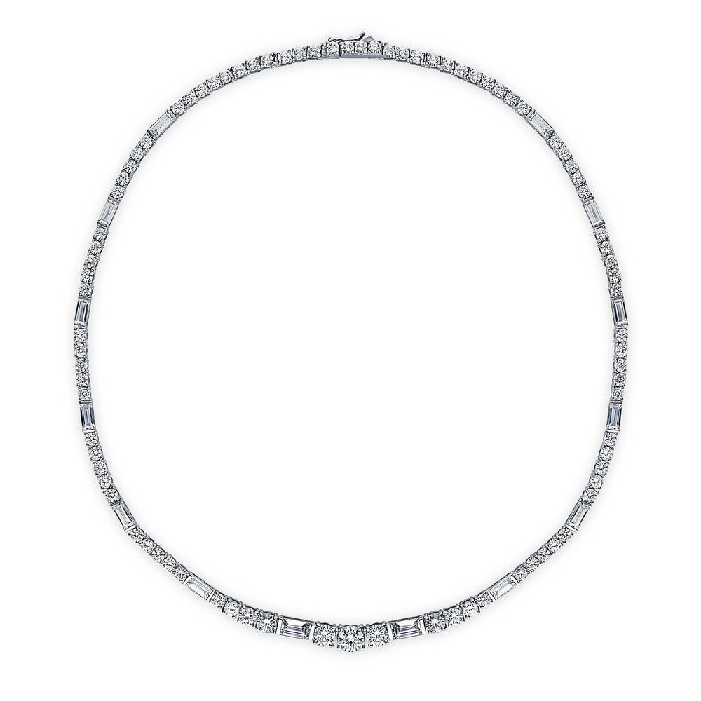 Art Deco CZ Layered Tennis Necklace Set in Sterling Silver, 3 of 20