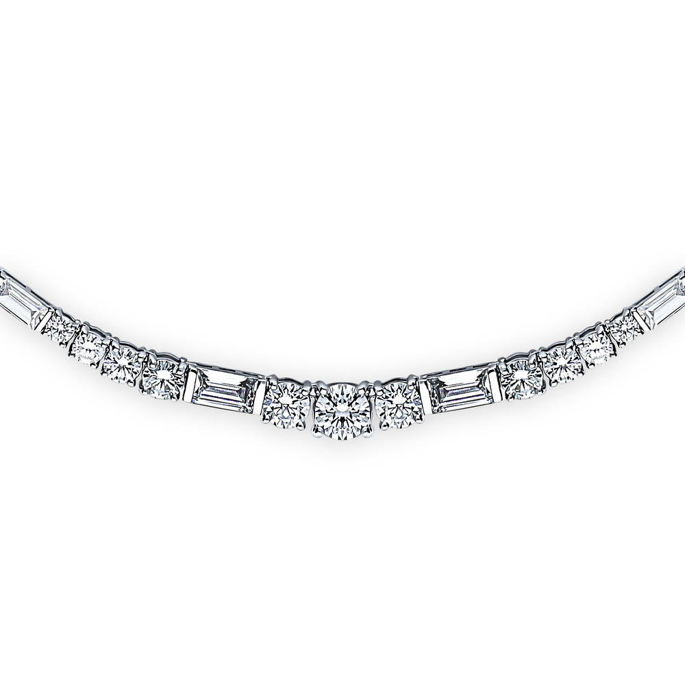 Art Deco CZ Layered Tennis Necklace Set in Sterling Silver