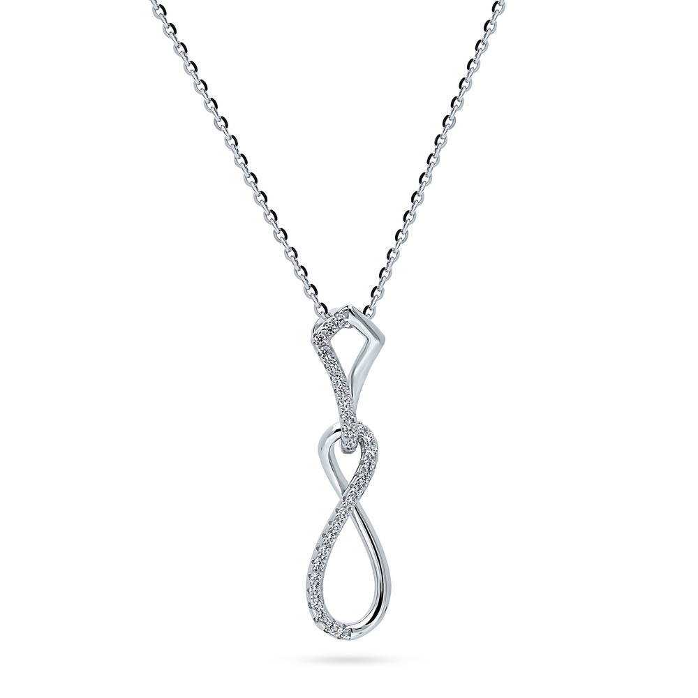 Infinity CZ Pendant Necklace in Sterling Silver, 1 of 6