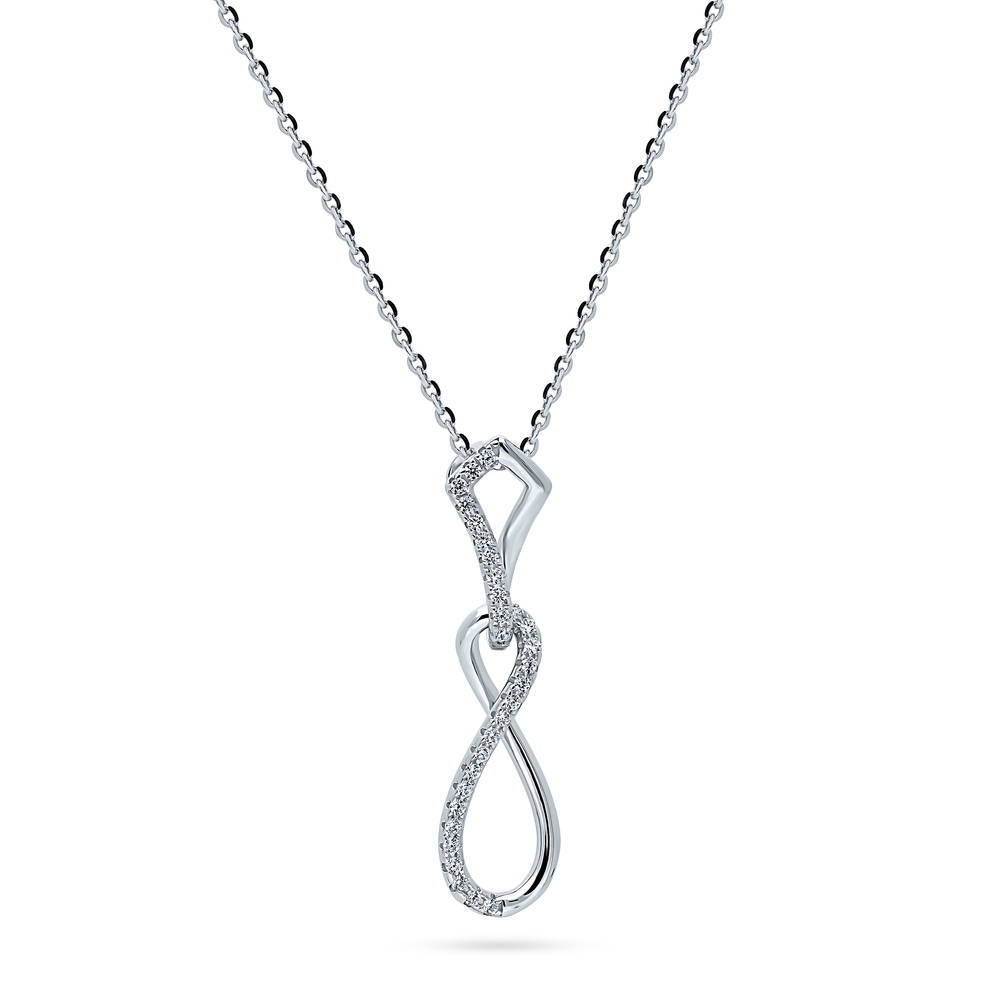 Infinity CZ Necklace and Earrings Set in Sterling Silver