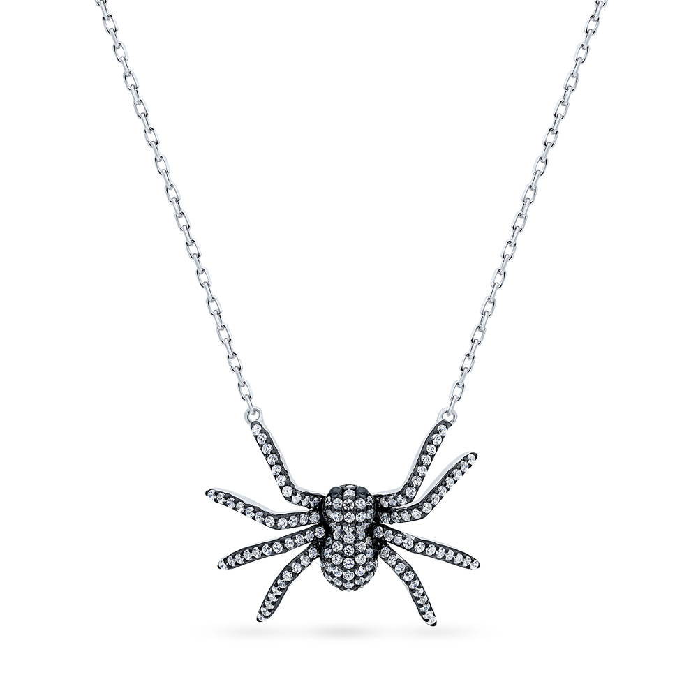 Sterling Silver Spider Cubic Zirconia CZ Pendant Necklace – BERRICLE