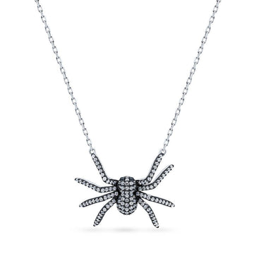 Spider CZ Pendant Necklace in Sterling Silver