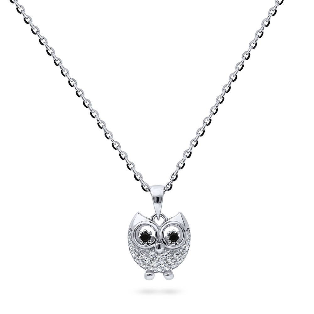 Owl CZ Pendant Necklace in Sterling Silver, 1 of 6