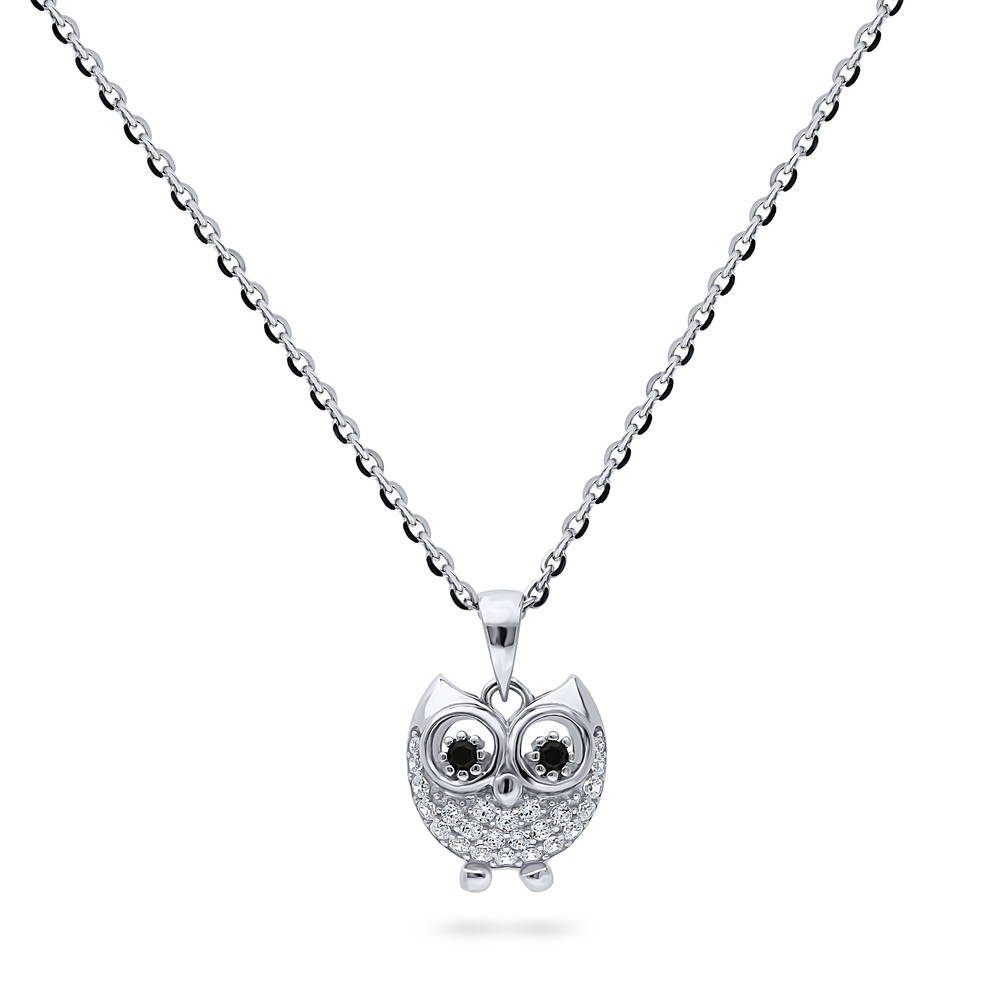 Owl CZ Necklace and Earrings in Sterling Silver, 5 of 10