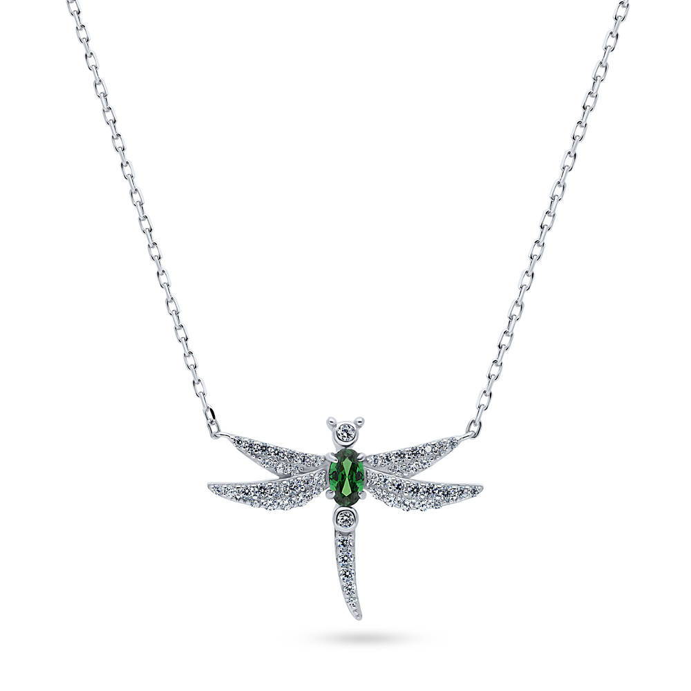 Dragonfly CZ Pendant Necklace in Sterling Silver, 1 of 6