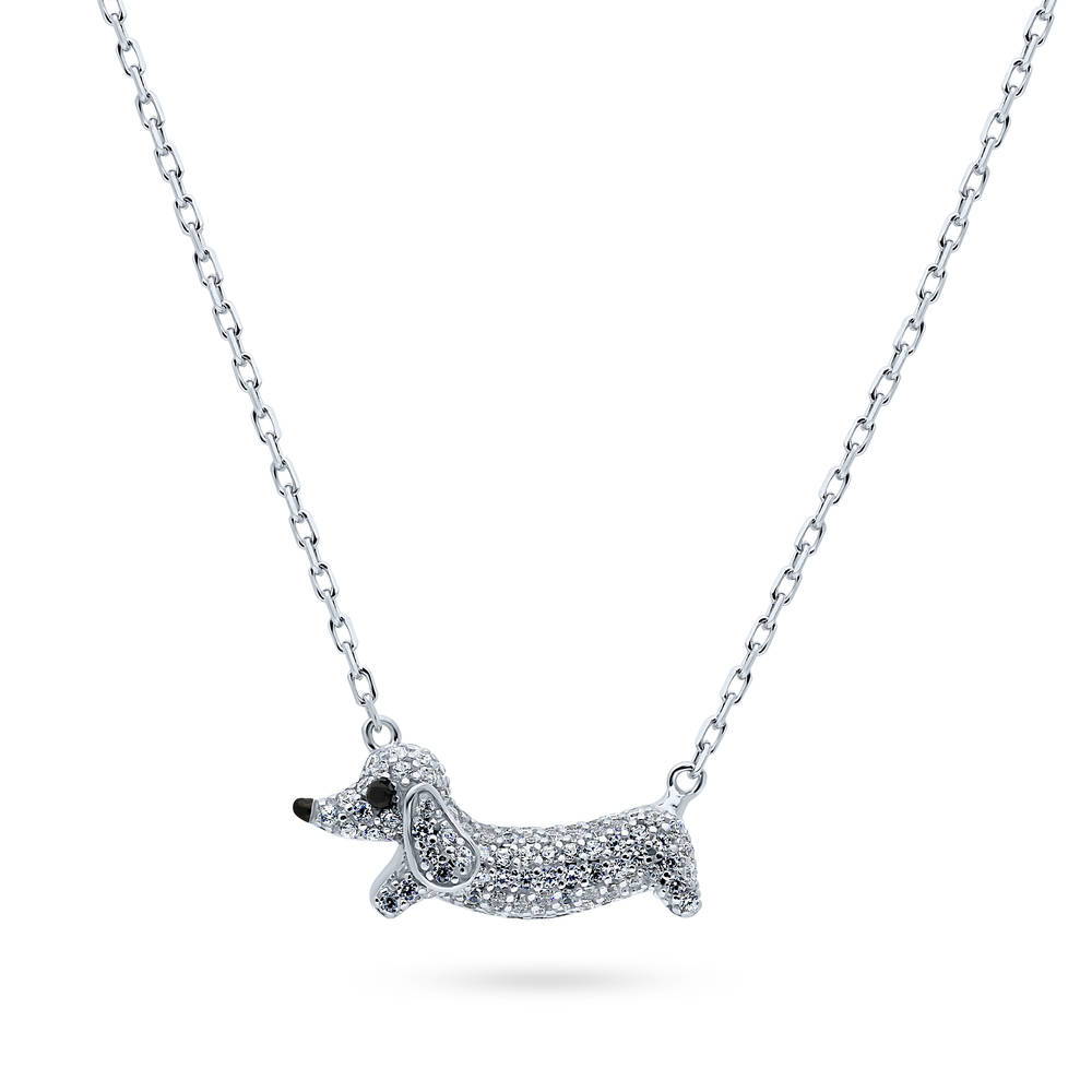 Puppy CZ Pendant Necklace in Sterling Silver, 1 of 5