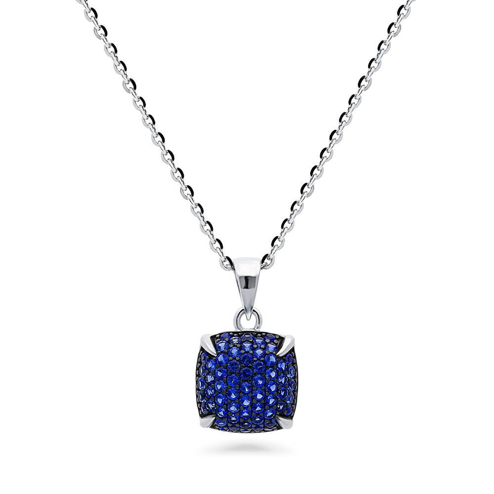 Square CZ Pendant Necklace in Sterling Silver