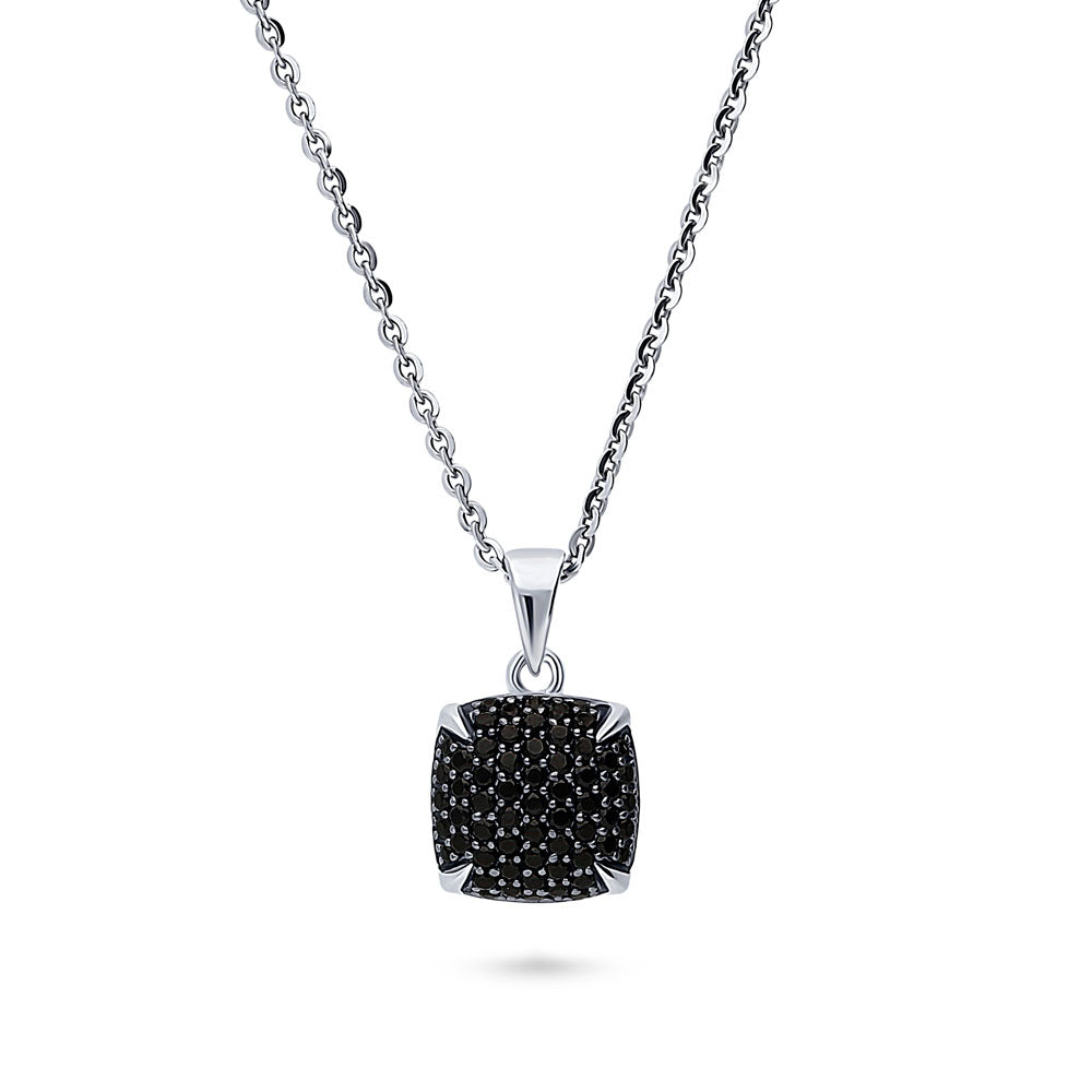 Square CZ Pendant Necklace in Sterling Silver