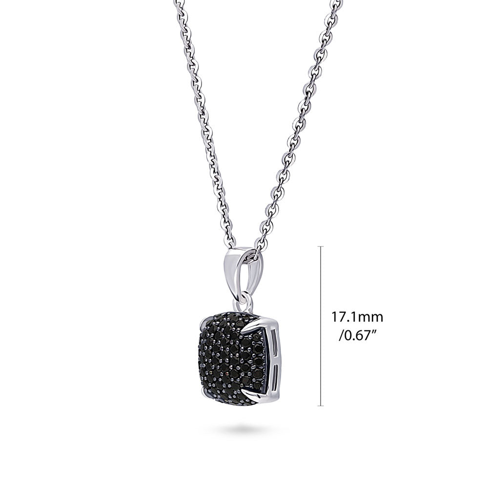 Square CZ Pendant Necklace in Sterling Silver