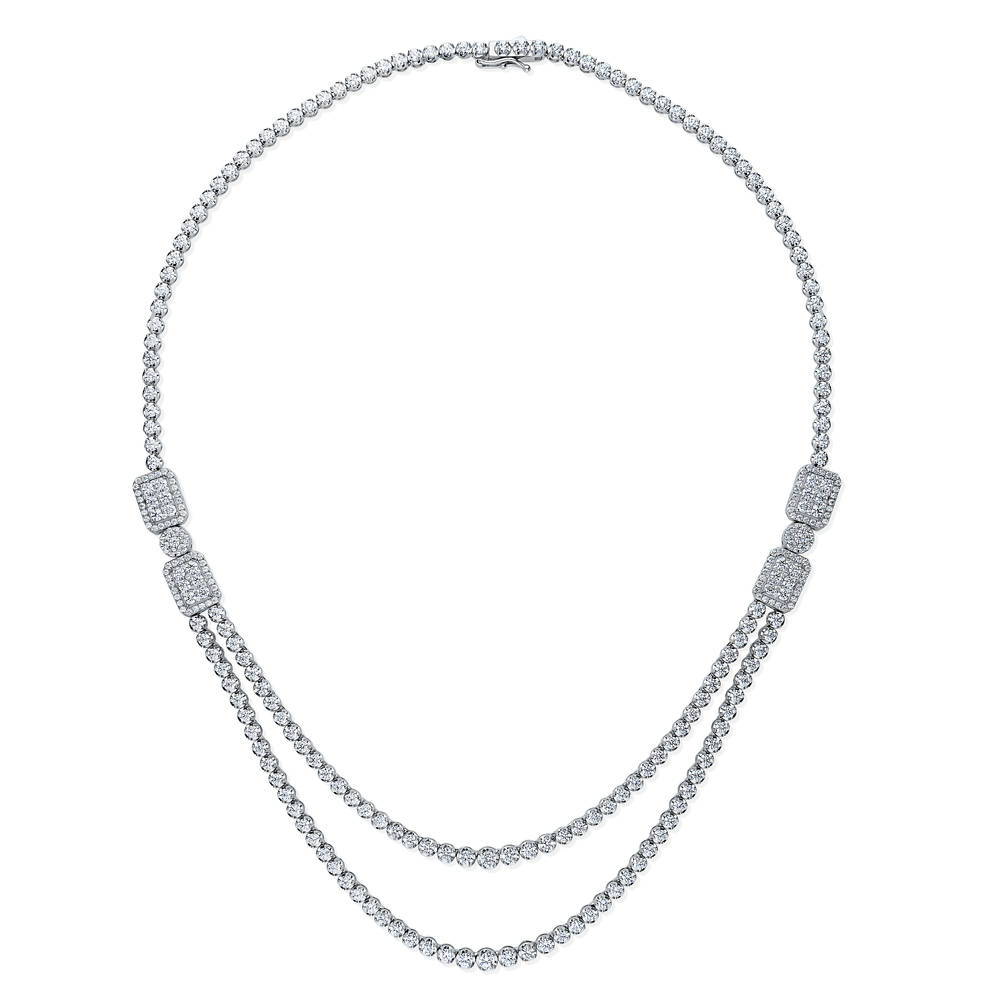 Art Deco CZ Statement Tennis Necklace in Sterling Silver, 1 of 9