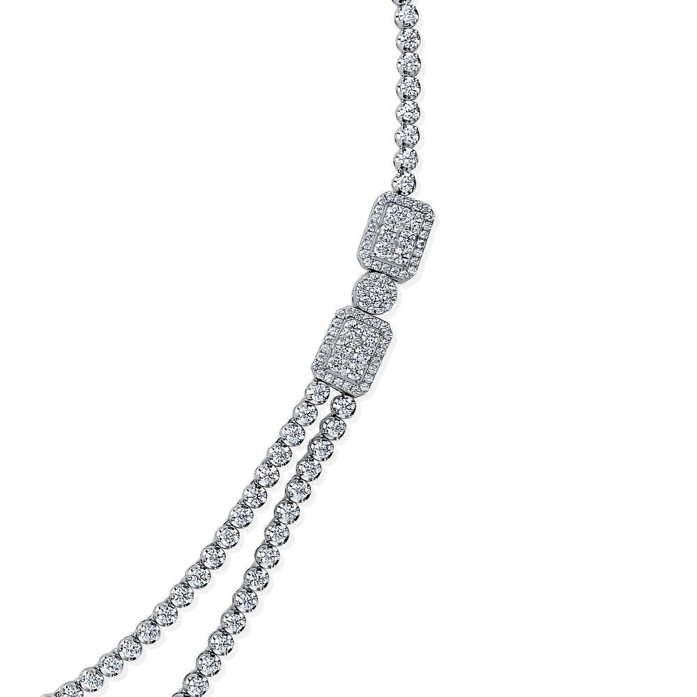 Art Deco CZ Statement Tennis Necklace in Sterling Silver