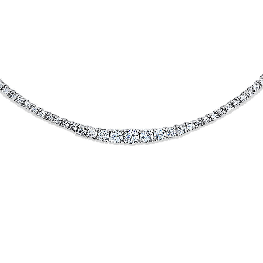 Front view of Graduated CZ Tennis Necklace in Sterling Silver, 3 of 14