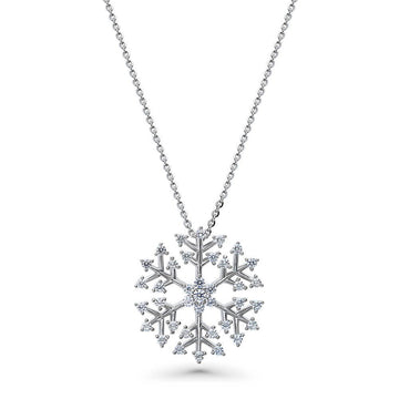 Snowflake CZ Pendant Necklace in Sterling Silver