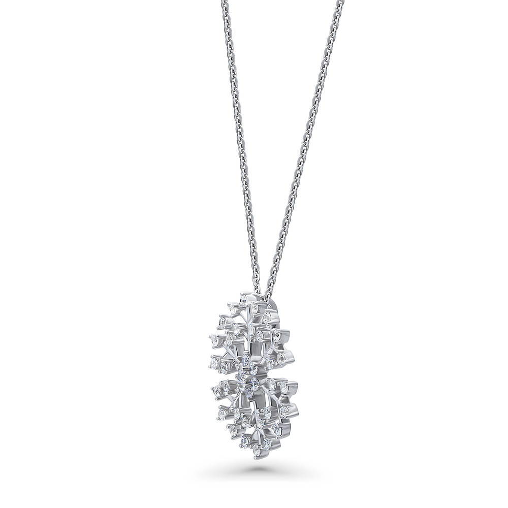 Front view of Snowflake CZ Necklace in Sterling Silver, 4 of 6