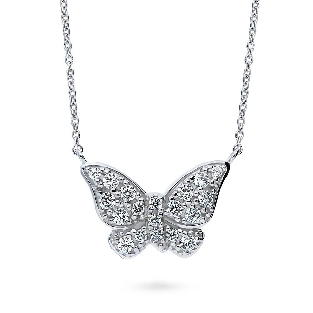 Butterfly CZ Necklace in Sterling Silver