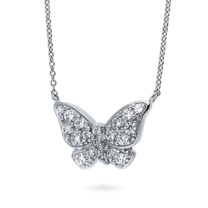 Butterfly CZ Necklace in Sterling Silver