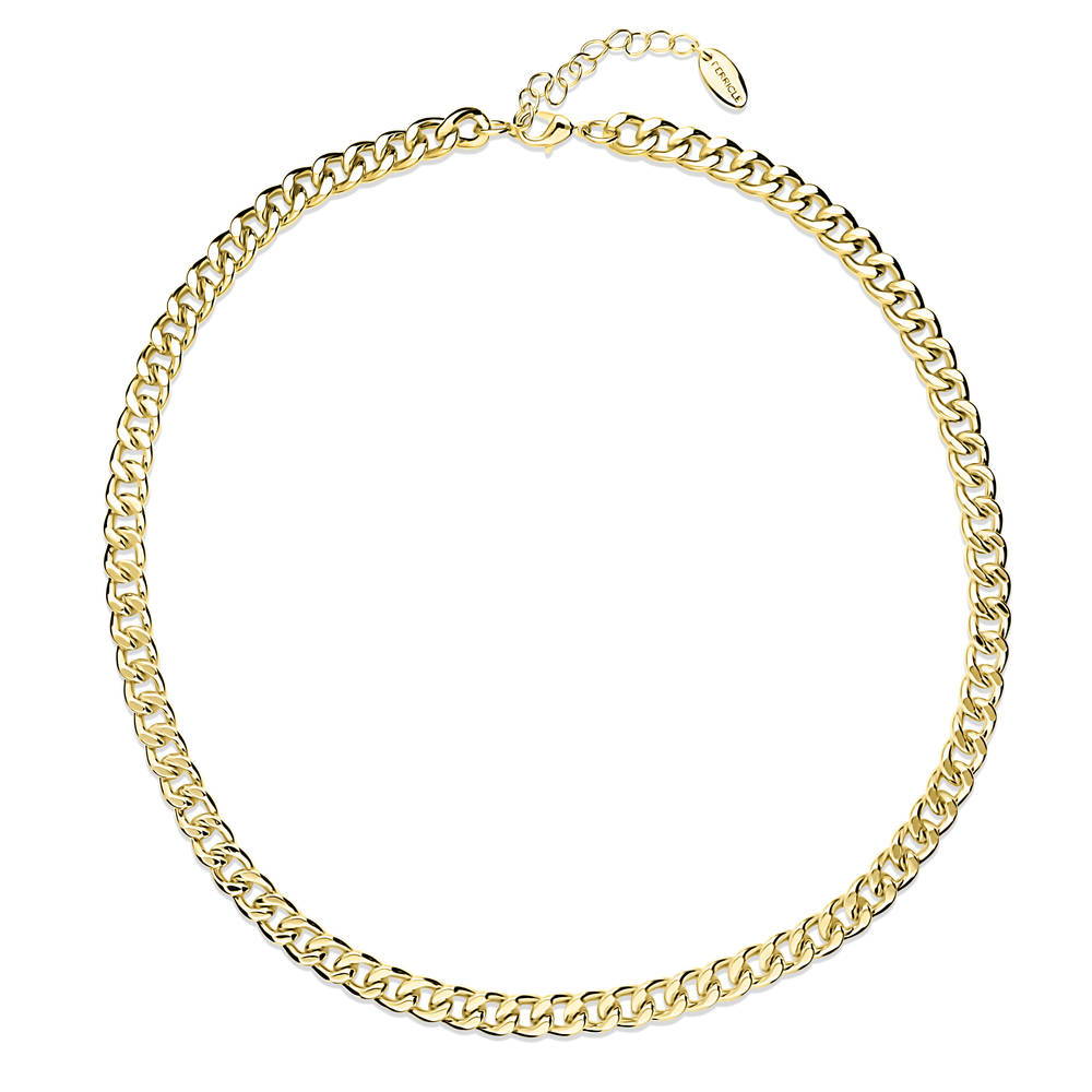 Statement Lightweight Chain Necklace in Gold-Tone 7mm, 1 of 8