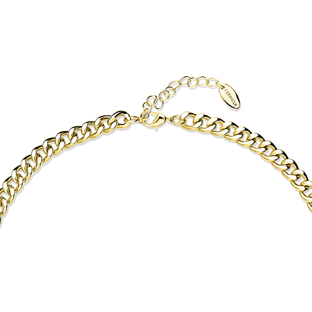 Front view of Statement Lightweight Chain Necklace in Gold-Tone 7mm, 4 of 8