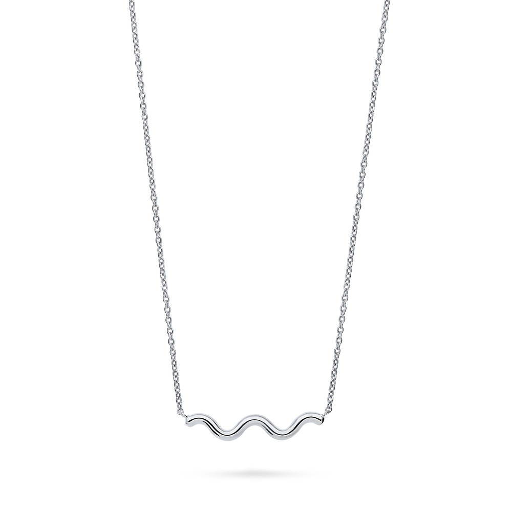 Wave Pendant Necklace in Sterling Silver, 1 of 7